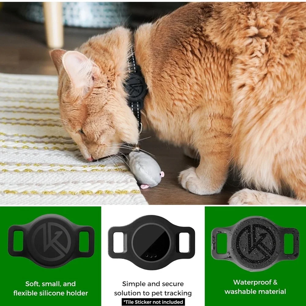 Tile Sticker Cat Collar Holder Pink